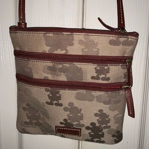Brown Mickey Mouse Dooney Bourke 3 Zip Crossbody